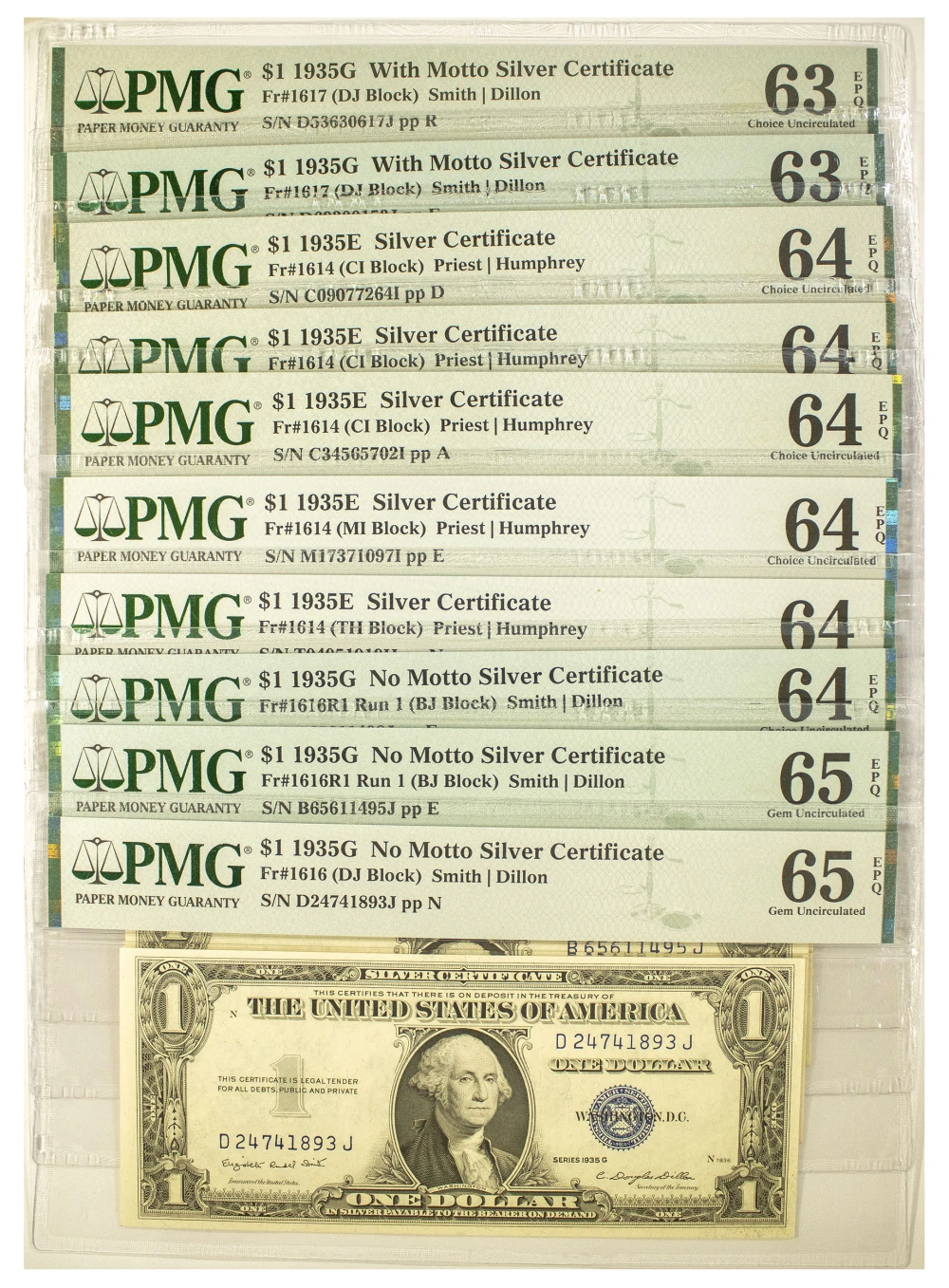 PMG-Certified $1 Silver Certificates