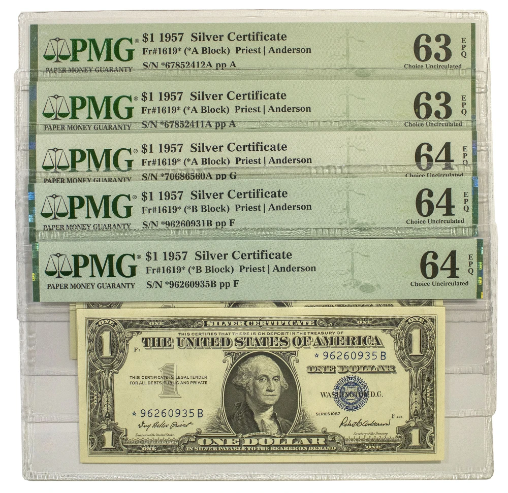 PMG-Certified 1957 $1 Star Notes
