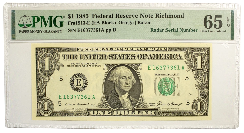 PMG Gem-65 1985 Radar Serial Number $1