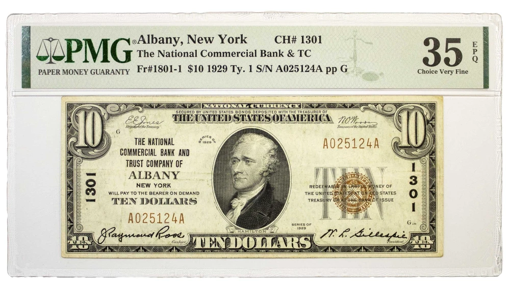 New York. Albany. PMG VF-35 EPQ $10