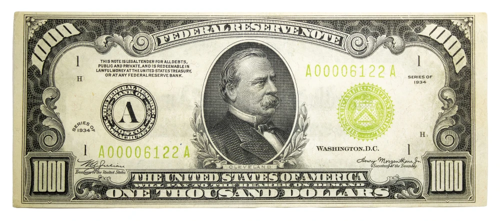 EF to AU Series 1934 $1,000 Note