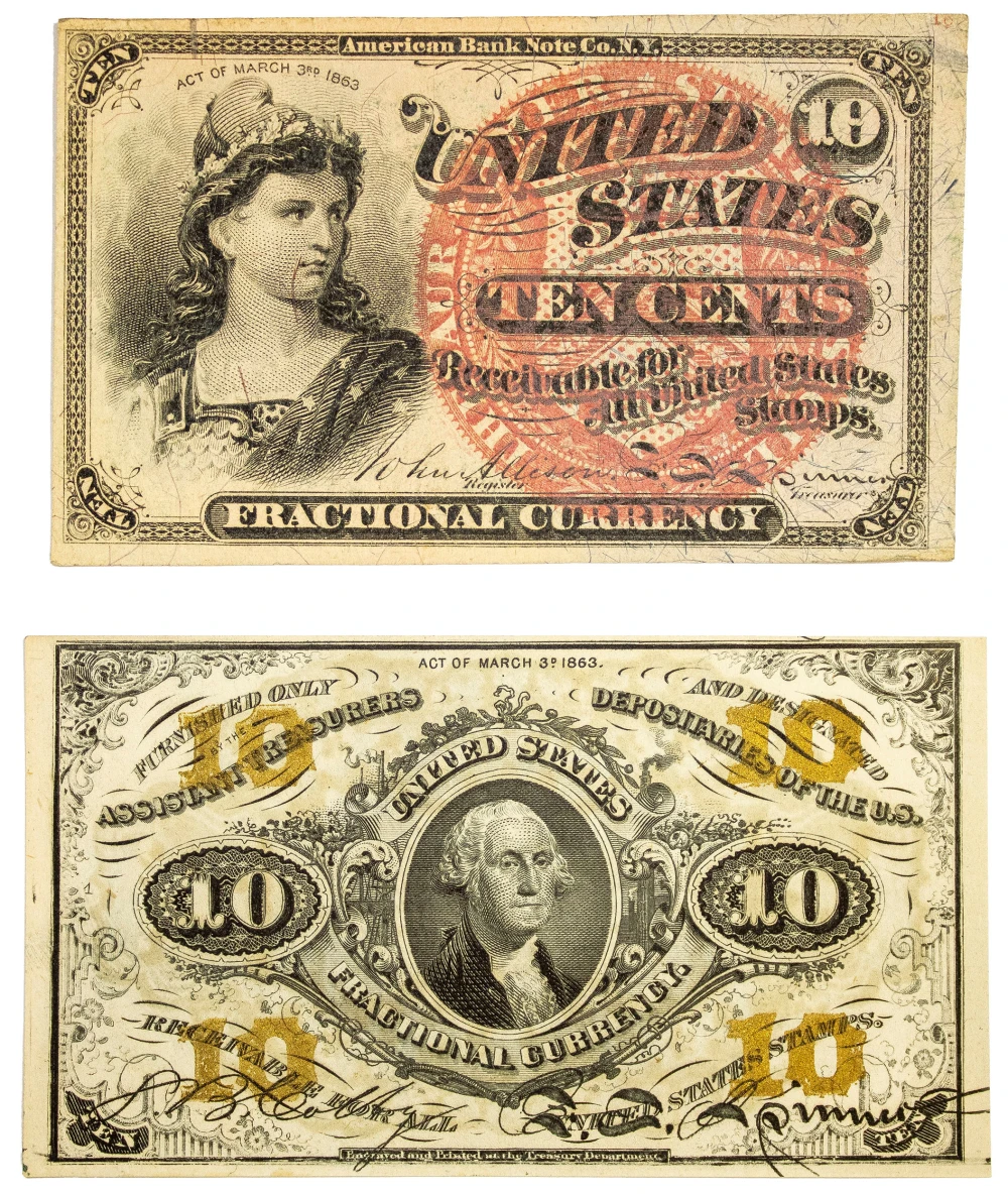 Fractional Currency. Pair of 10-Cent Types