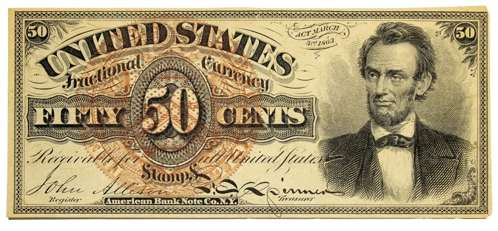 Fractional Currency. Pleasing EF Lincoln 50-Cents