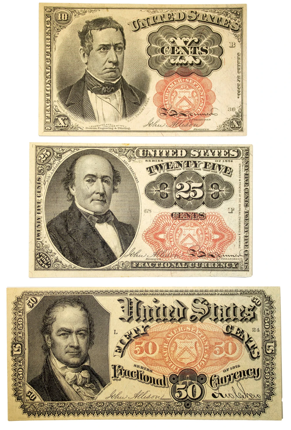 Fractional Currency. Trio of 5th Issue Notes