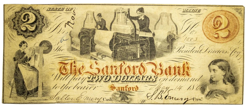 Maine. Sanford. 1860 $2 Obsolete Note