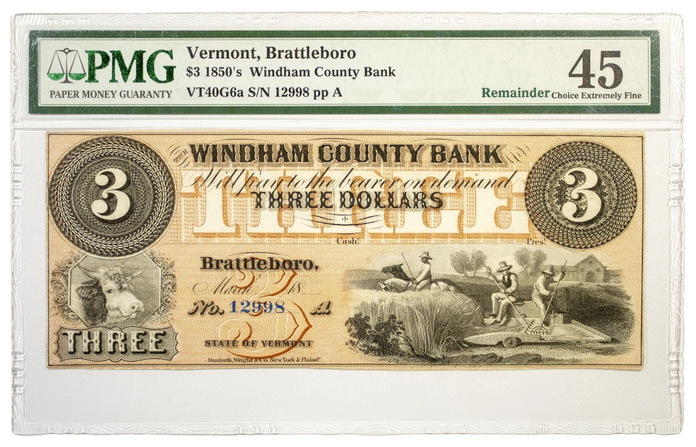 Vermont. Brattleboro. PMG EF-45 $3