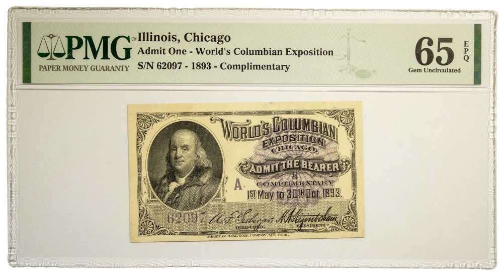 PMG Gem-65 EPQ Columbian Expo Ticket
