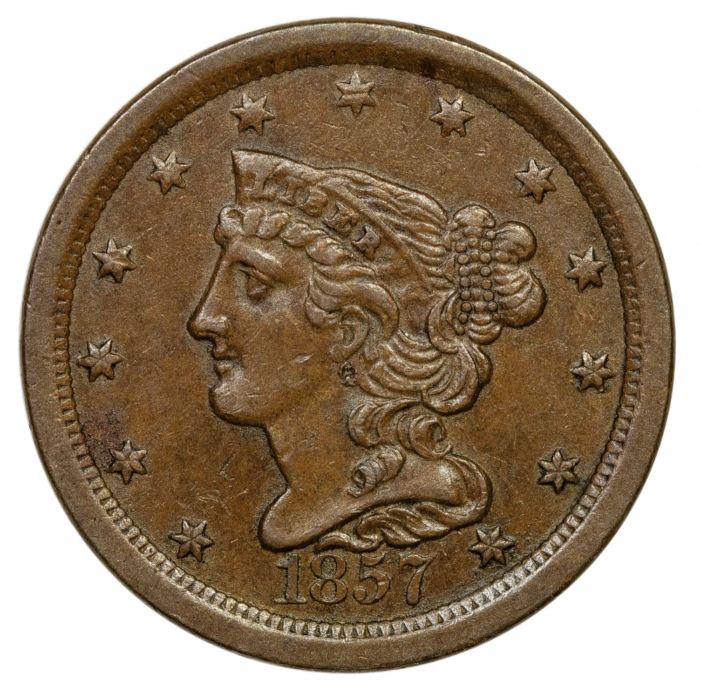 AU-50 1857 Half Cent
