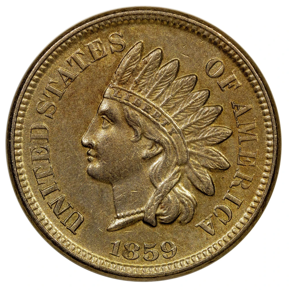 AU-58 Details 1859 Indian Cent