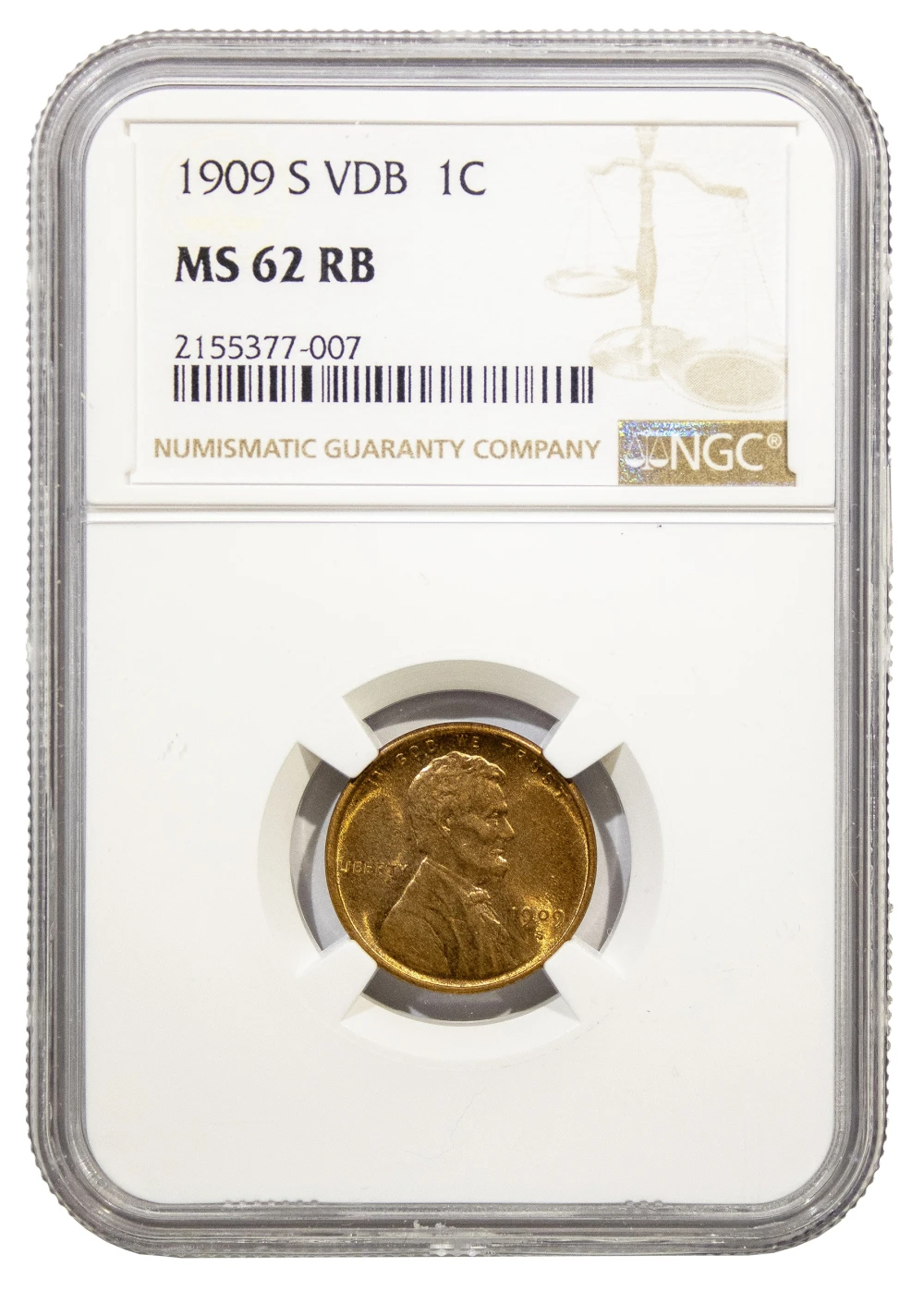 NGC MS-62 RB 1909-S VDB Lincoln Cent