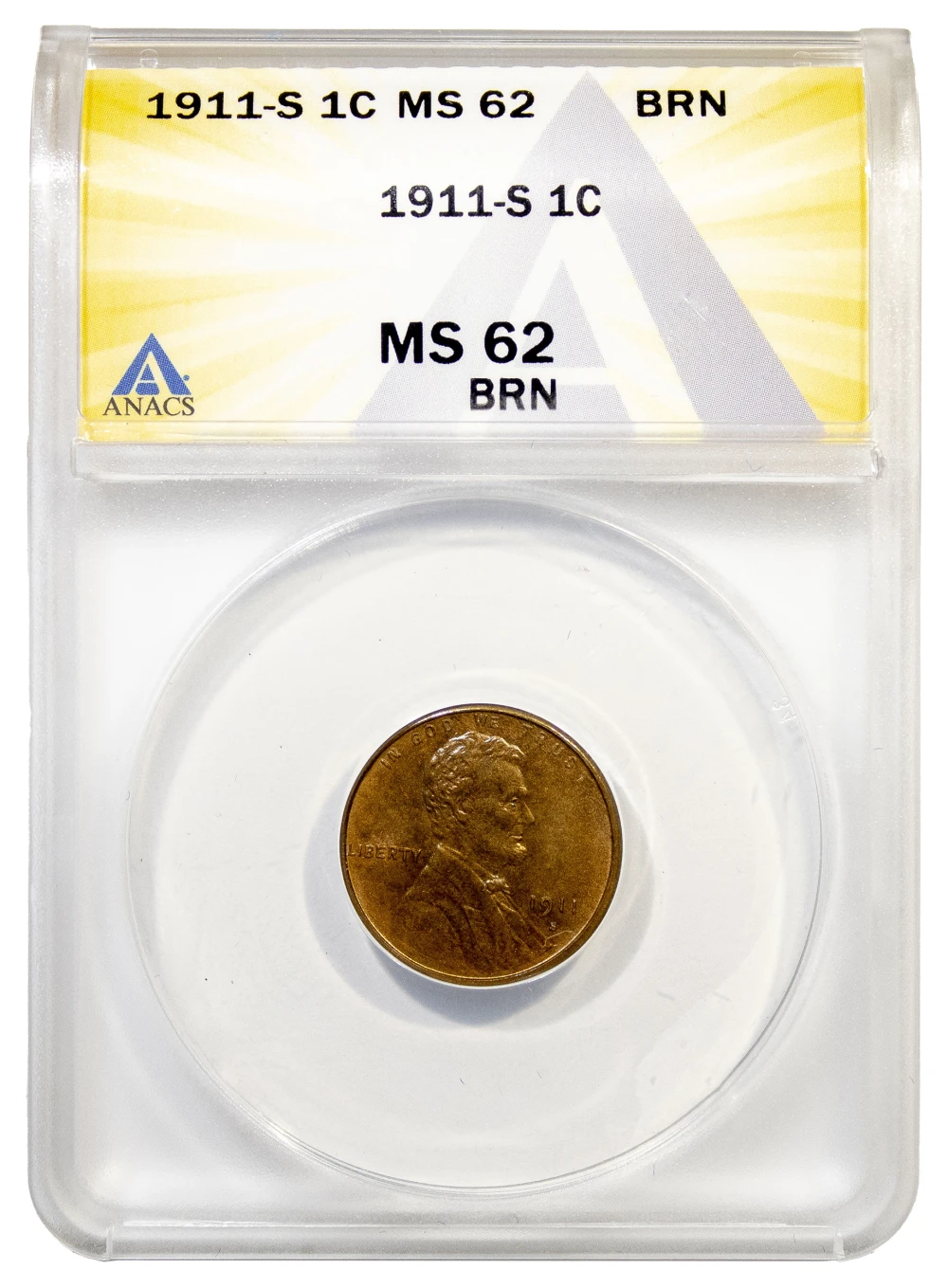 ANACS MS-62 BN 1911-S Cent