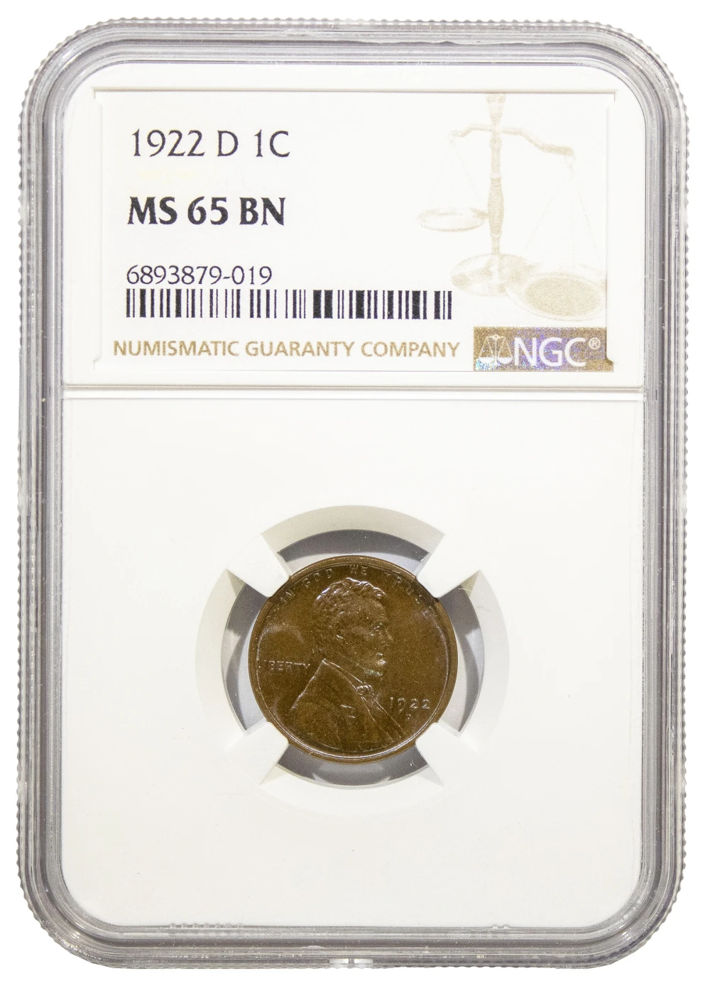 NGC MS-65 BN 1922-D Lincoln Cent