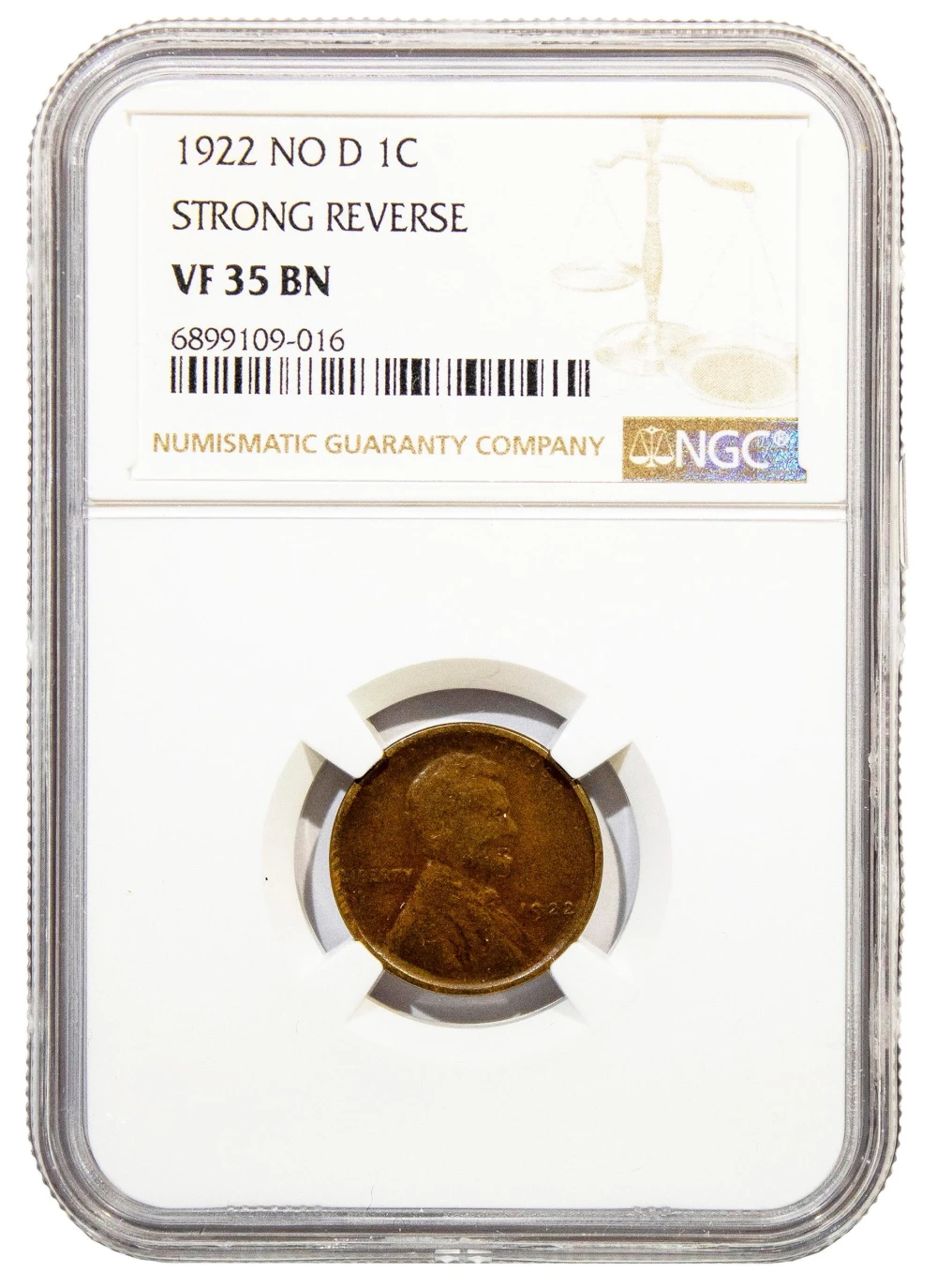 NGC VF-35 1922-D No D Cent