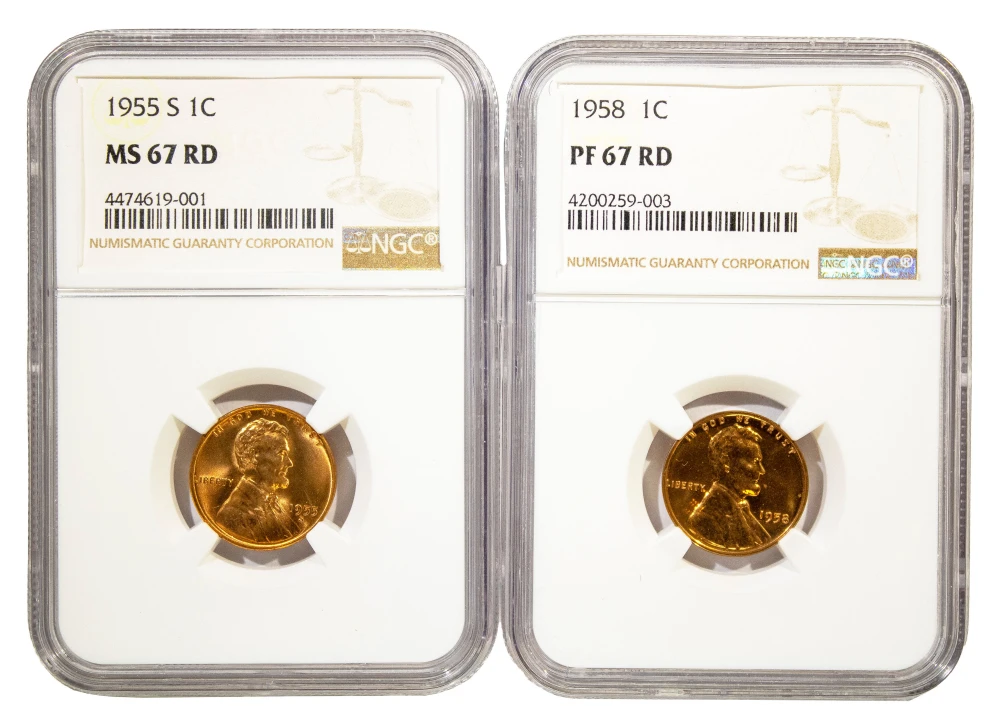 NGC MS/PF-67 Red Wheat Cent Pair