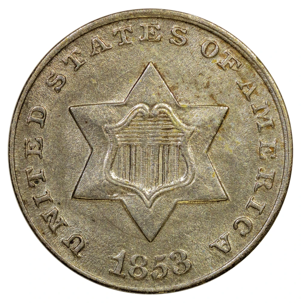 BU-60+ 1853 Silver Three-Cents