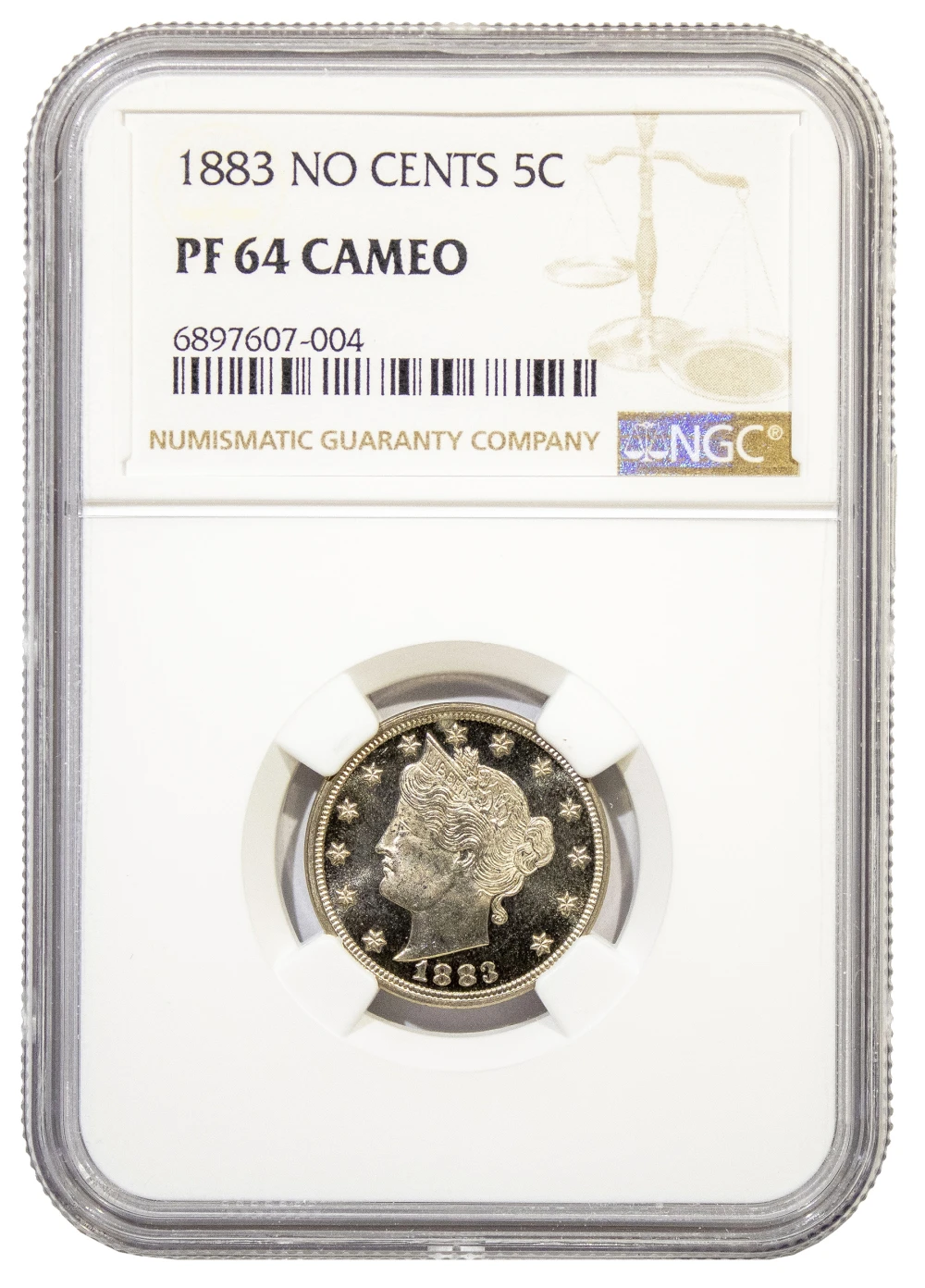 NGC Proof-64 Cameo 1883 No Cents Nickel