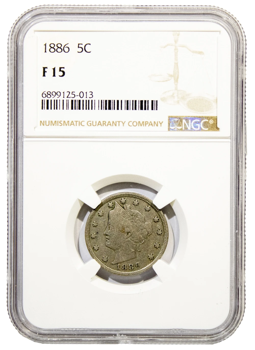 NGC Fine-15 1886 Nickel