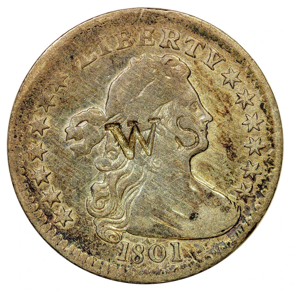 Counterstamped VF 1801 Half Dime