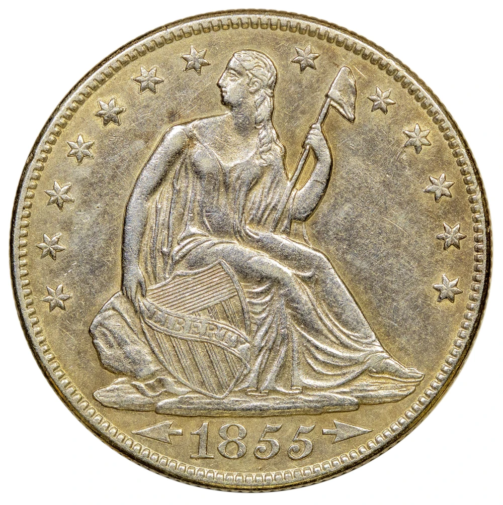 AU-50 Details 1855-O Arrows Half Dollar