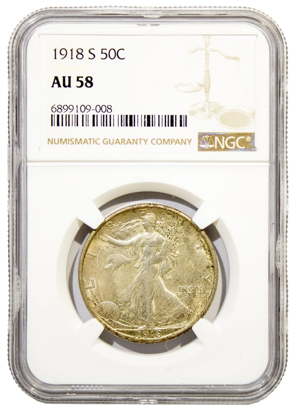 NGC AU-58 1918-S Half Dollar