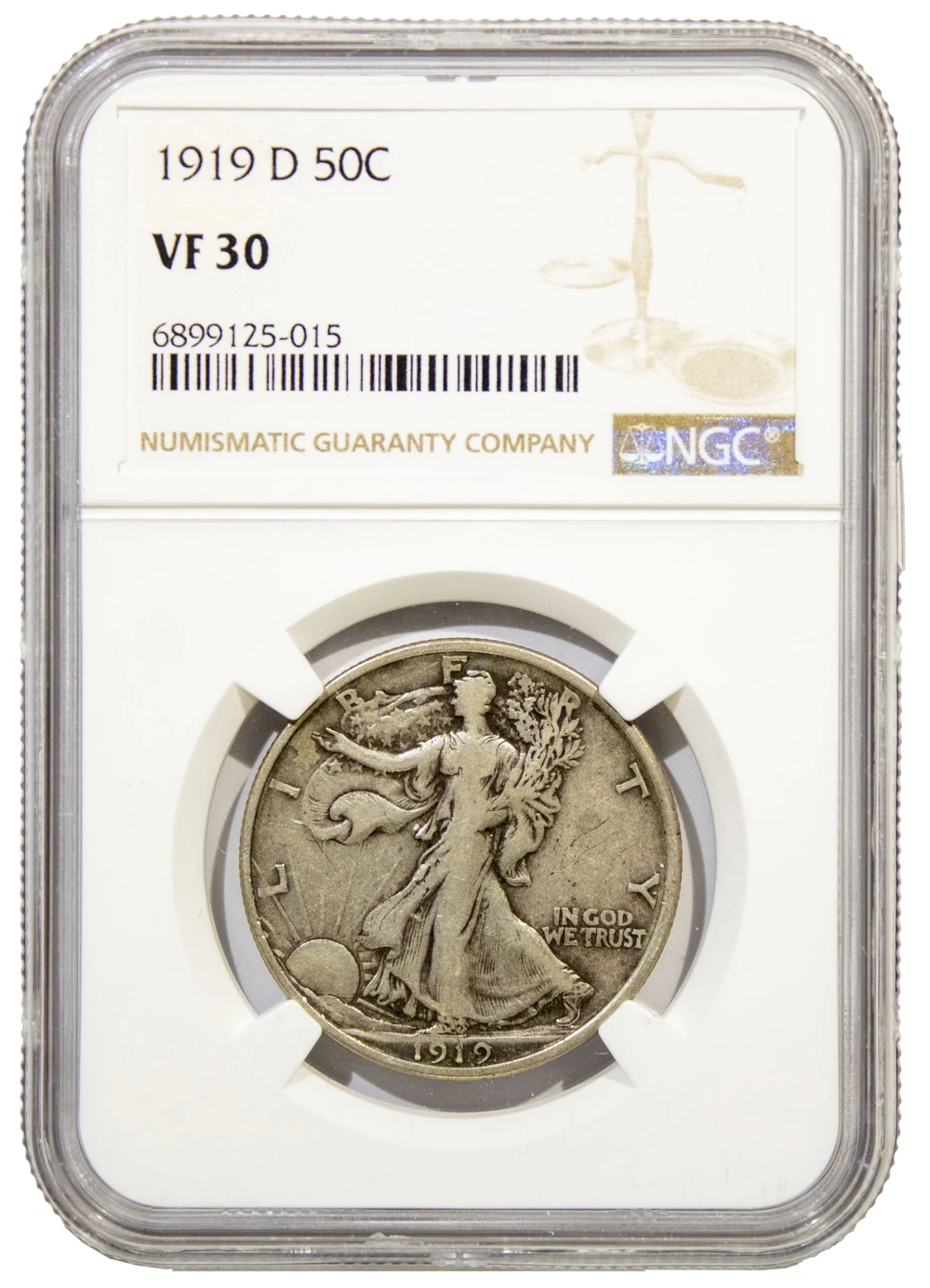 NGC VF-30 1919-D Half Dollar