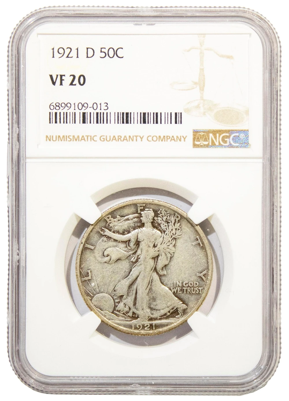 NGC VF-20 1921-D Half Dollar