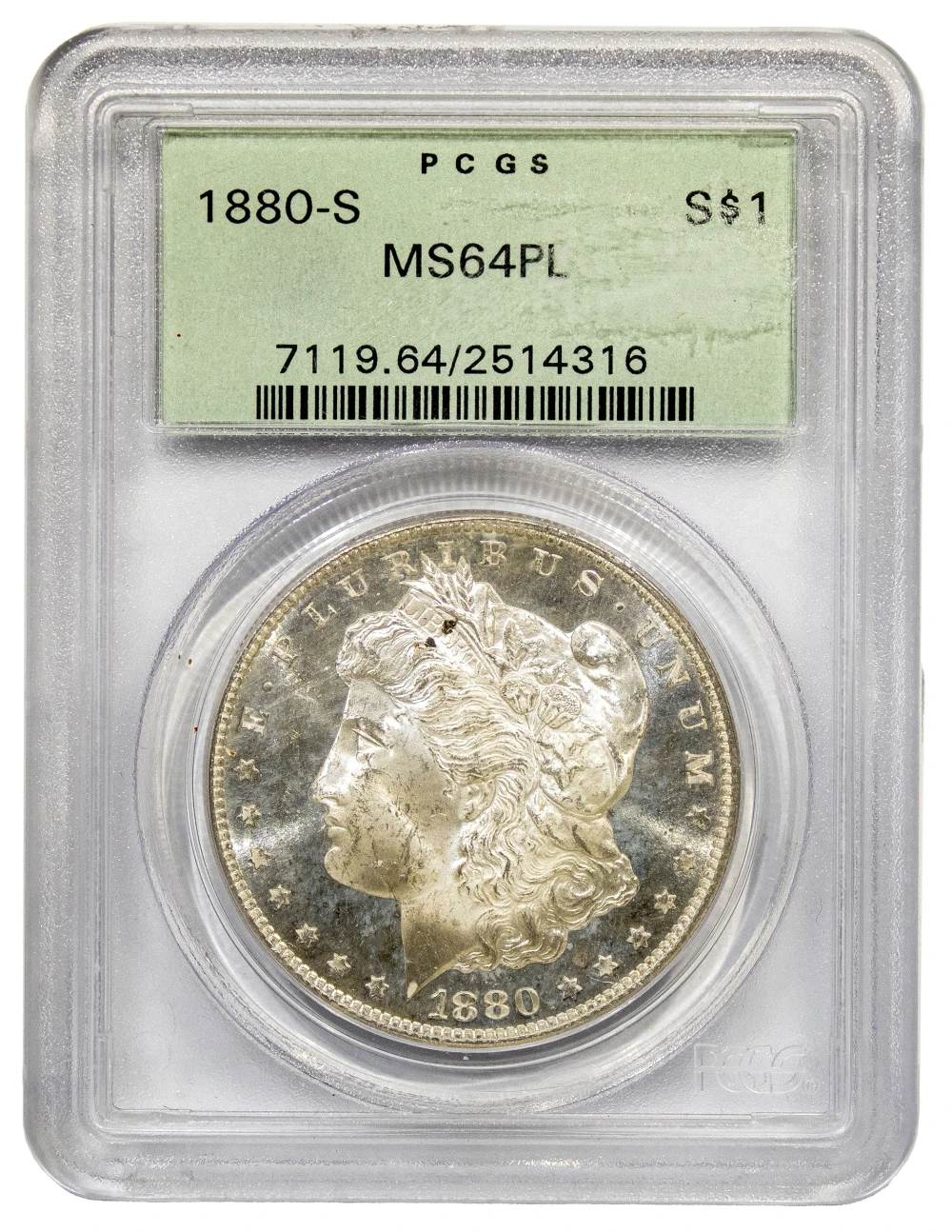 PCGS MS-64 PL 1880-S Morgan Dollar