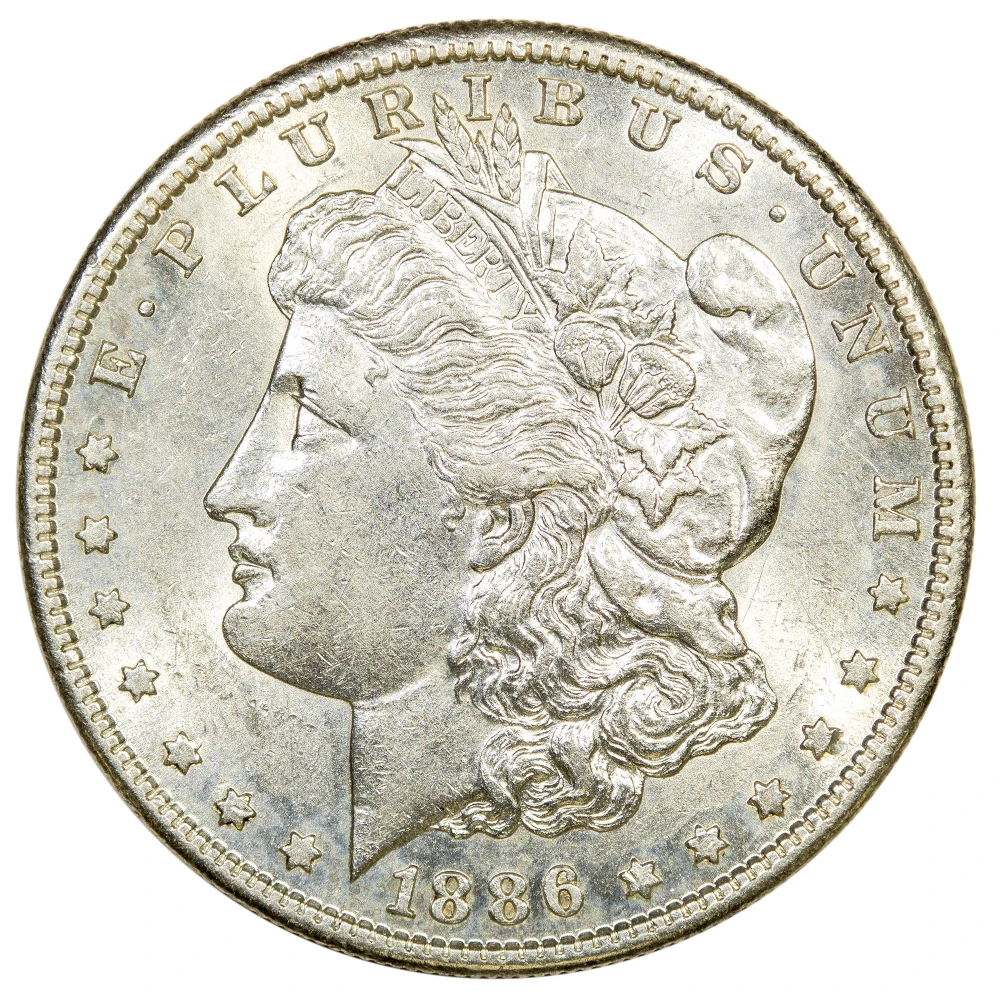 MS-60 or Finer Details 1886-S Morgan Dollar