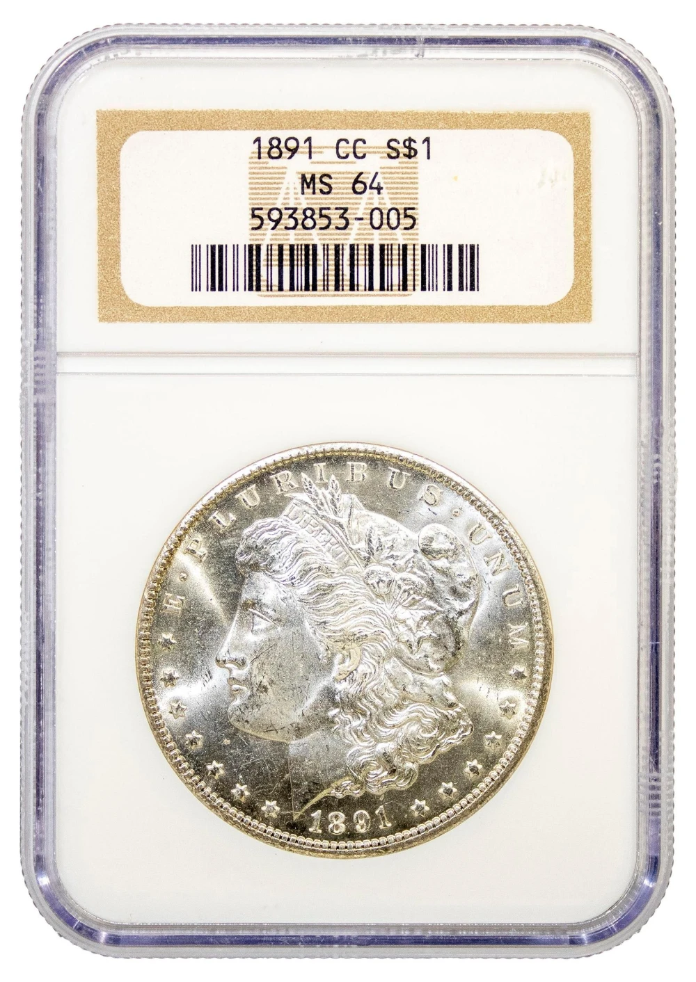 NGC MS-64 1891-CC Morgan Dollar
