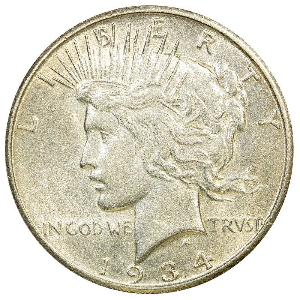 AU-50 1934-S Peace $1