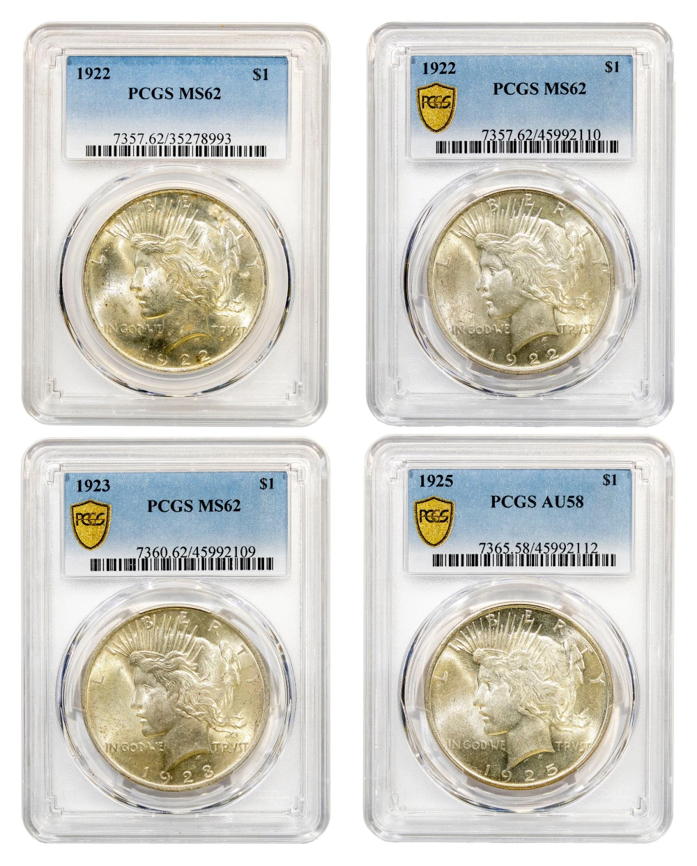 PCGS-Certified Peace Dollar Foursome