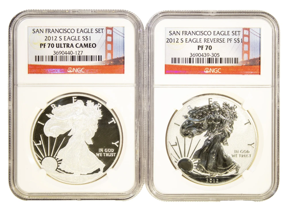 NGC Proof-70 2012-S 2 Piece Silver Eagle Set