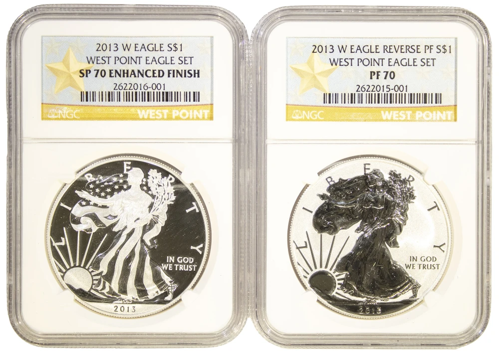 NGC PF/SP 2013-W 2 Piece Silver Eagle Set