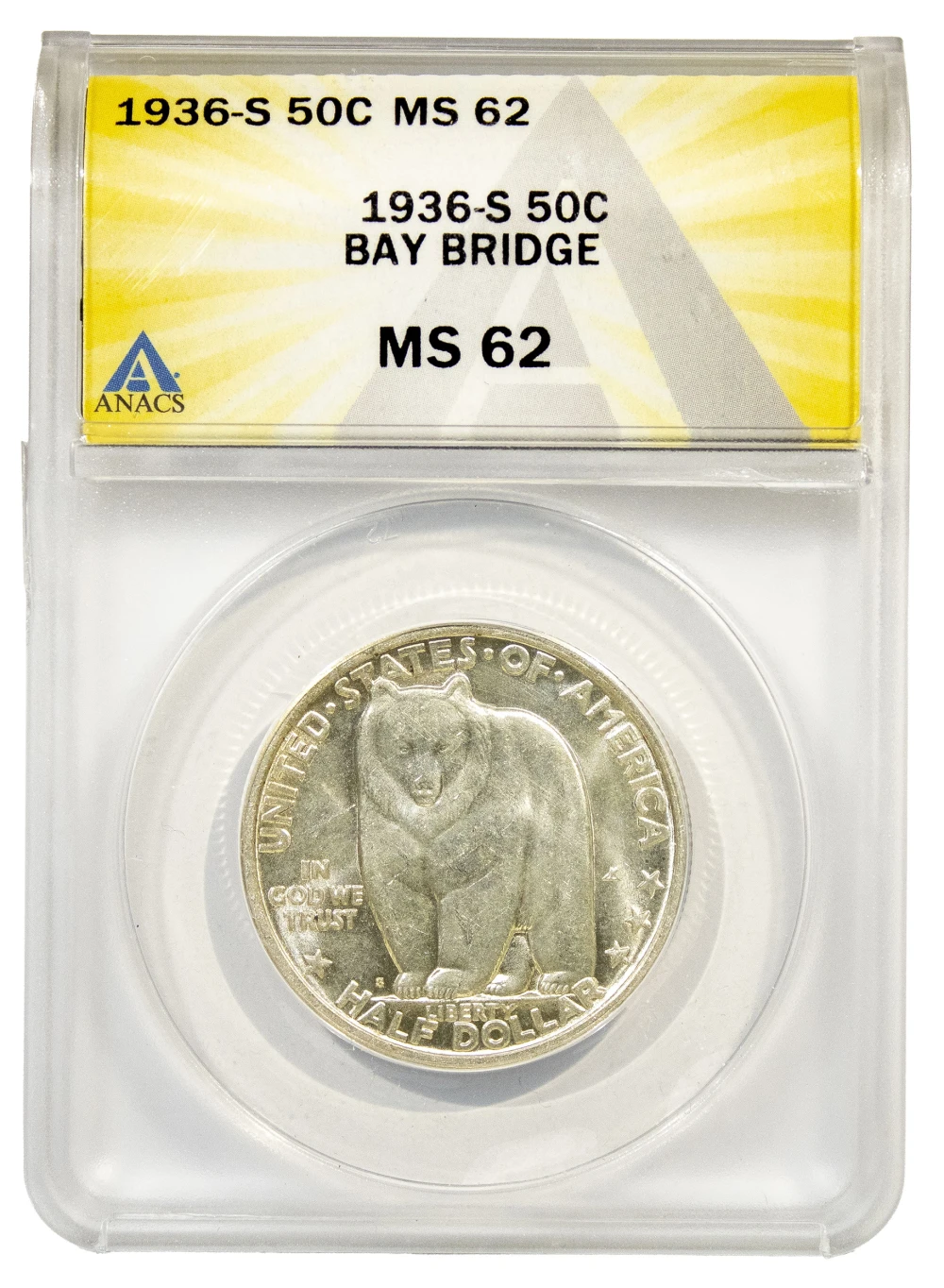 ANACS MS-62 1936-S Bay Bridge Half Dollar