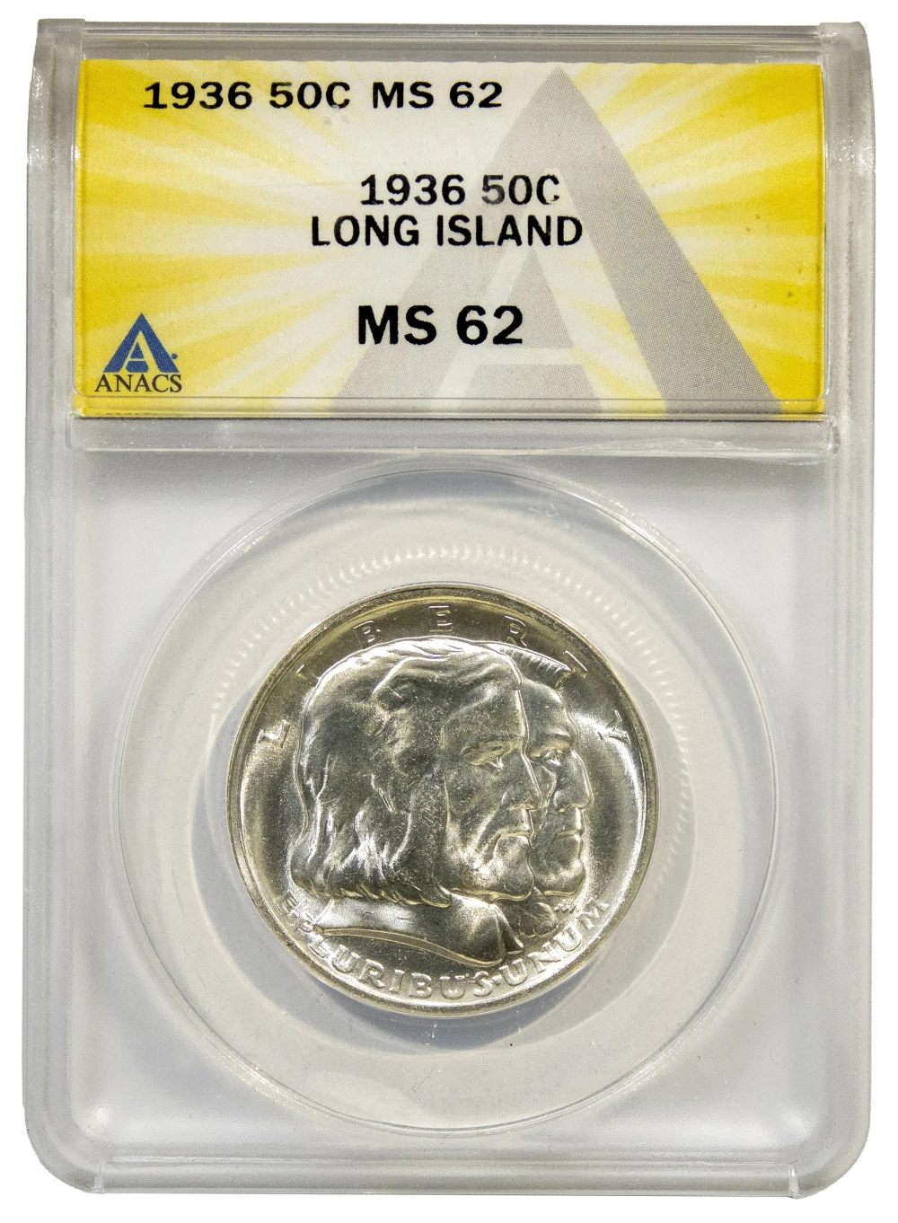 ANACS MS-62 1936 Long Island Half Dollar