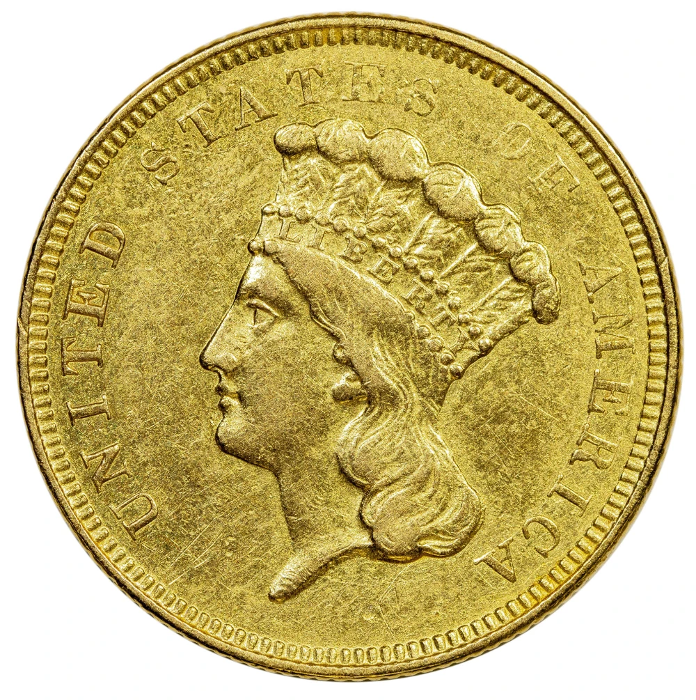 AU Details 1854-O Gold $3
