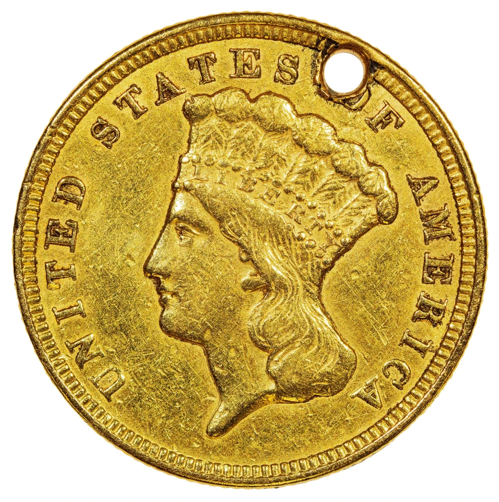 EF Details 1856 Gold $3
