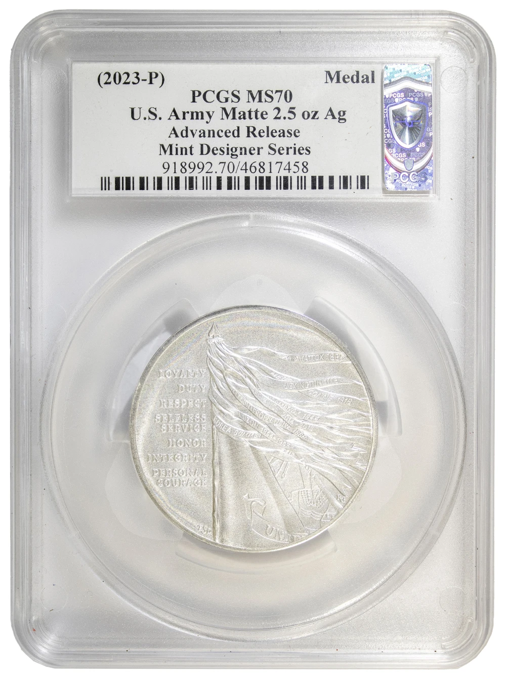PCGS MS-70 (2023-P) Silver U.S. Army Medal