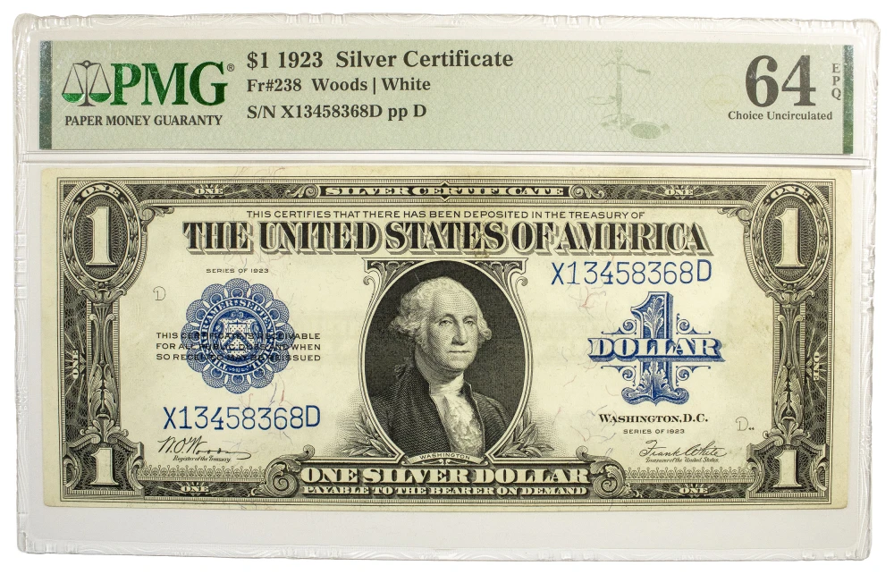PMG Choice-64 EPQ 1923 $1 Horseblanket Note