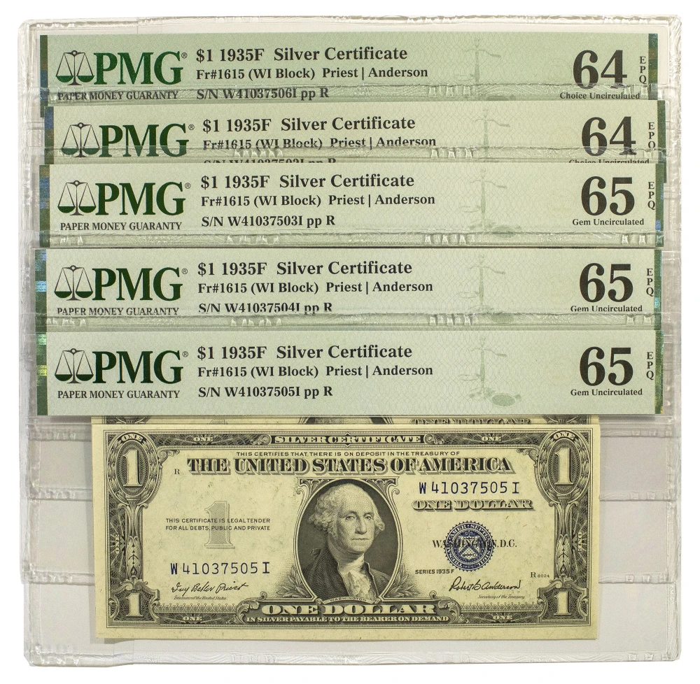 PMG-Certified 1935-F Silver Certificate $1s