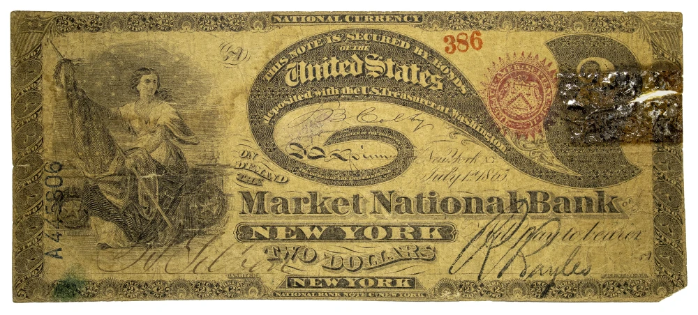 VG Details 1865 Spurious Lazy Deuce $2