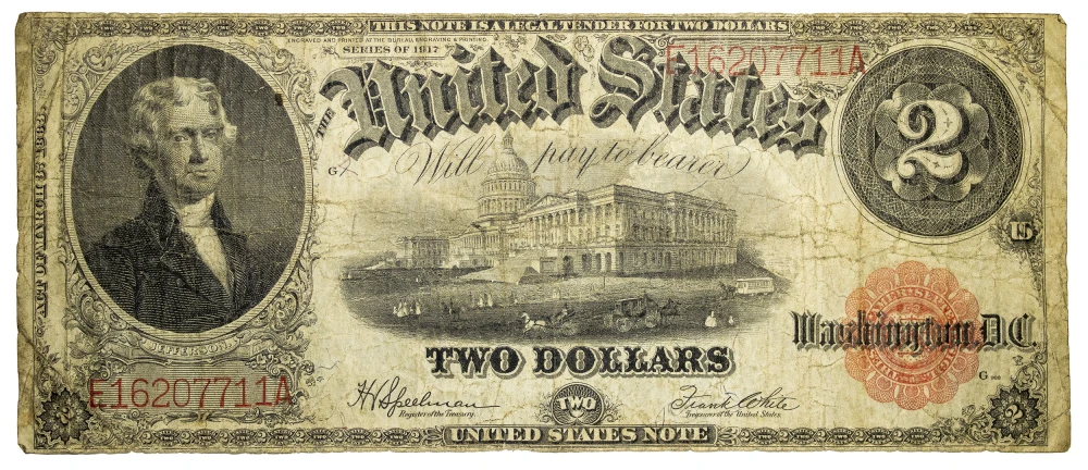 Fine Series 1917 $2 United States Note