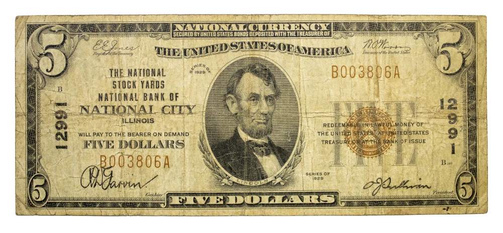 Illinois. National City. Fine+ 1929 $5