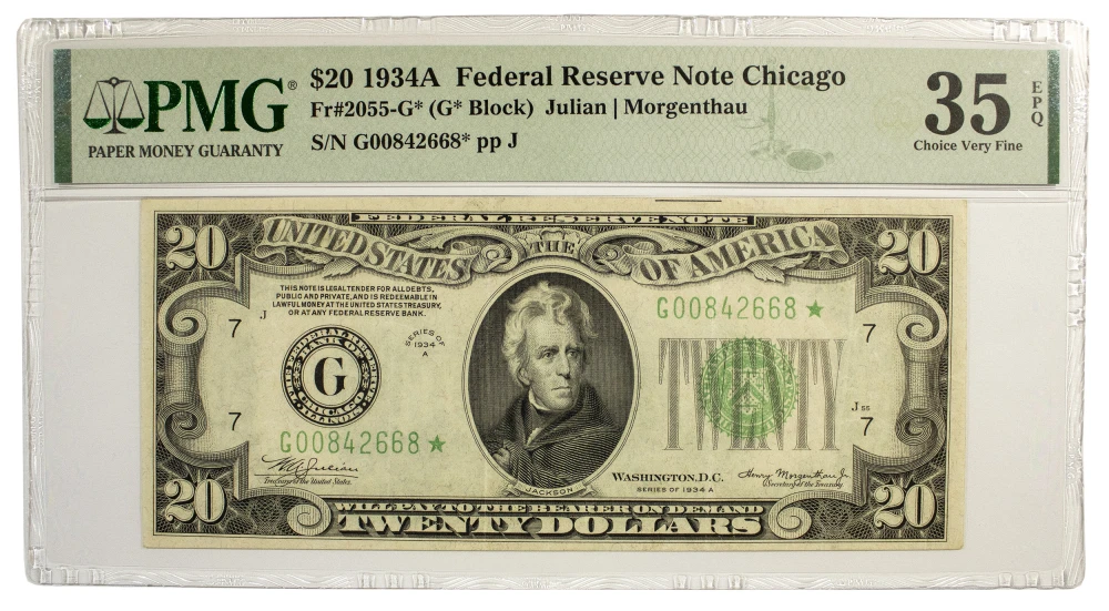 PMG Choice VF-35 1934-A $20 Star Note