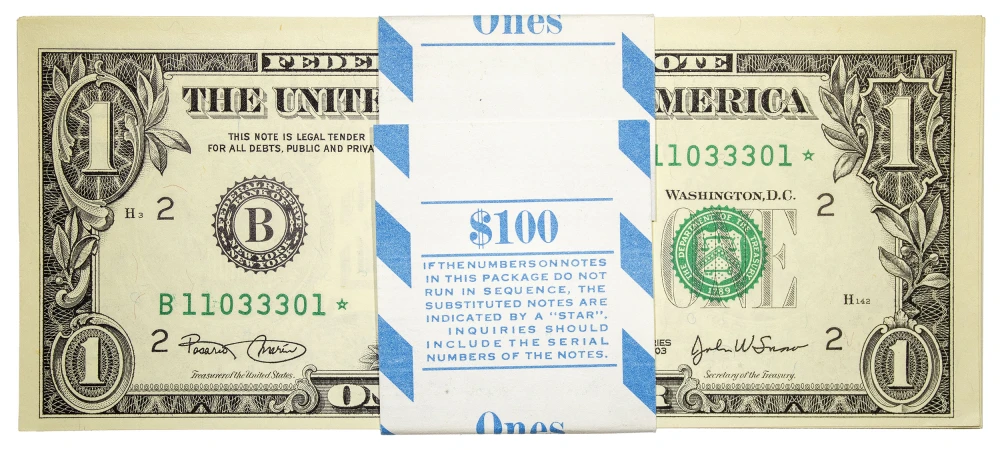 Impressive 2003 $100 Stack of Star Notes