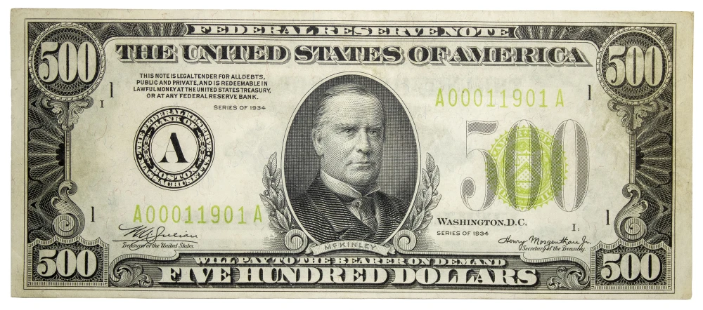 Crisp AU Series 1934 $500 Note
