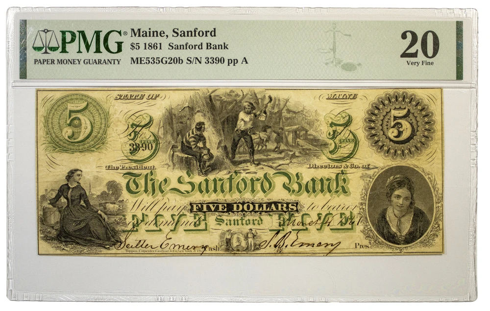 Maine. Sanford. PMG VF-20 $5