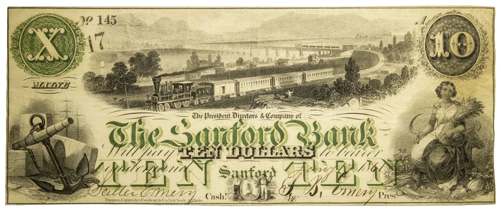 Maine. Sanford. 1861 $10 Obsolete Note