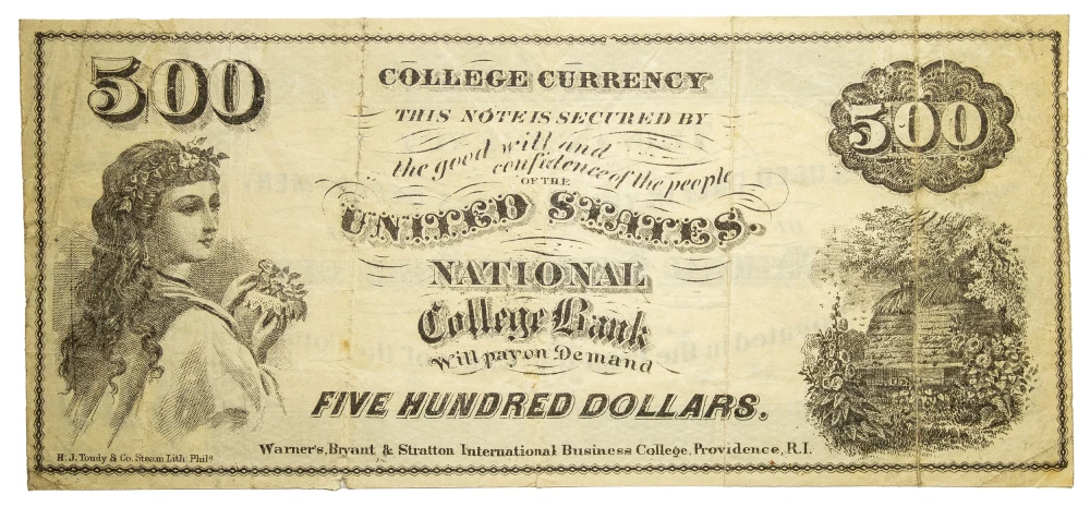 Rhode Island. VF $500 College Currency Note