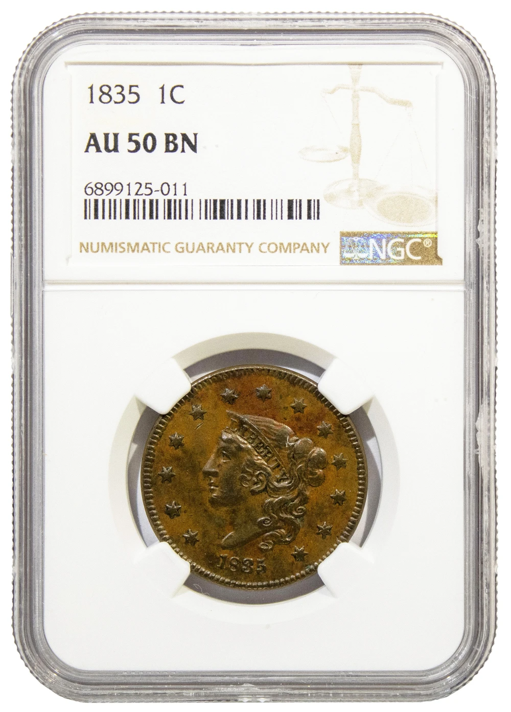 AU-50 1835 Cent
